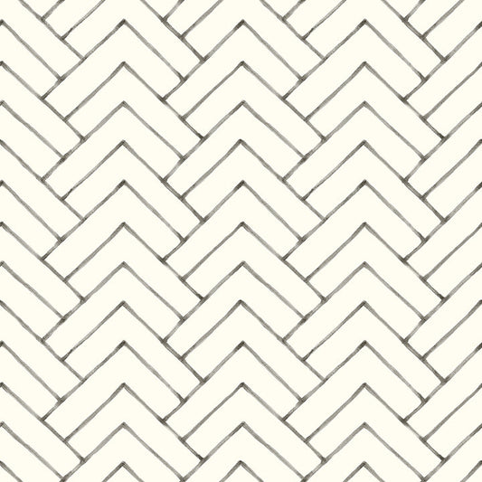 3125-72366 Oswin Black Tiered Herringbone Wallpaper