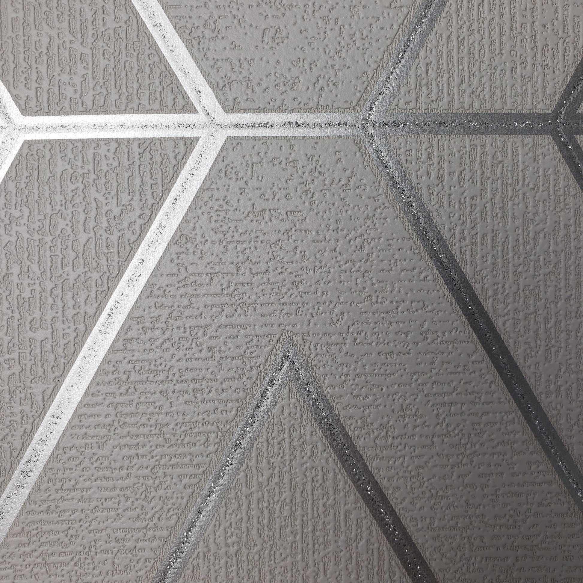 WM423440 Geometric Gray Silver Glitter Triangle Wallpaper - wallcoveringsmart