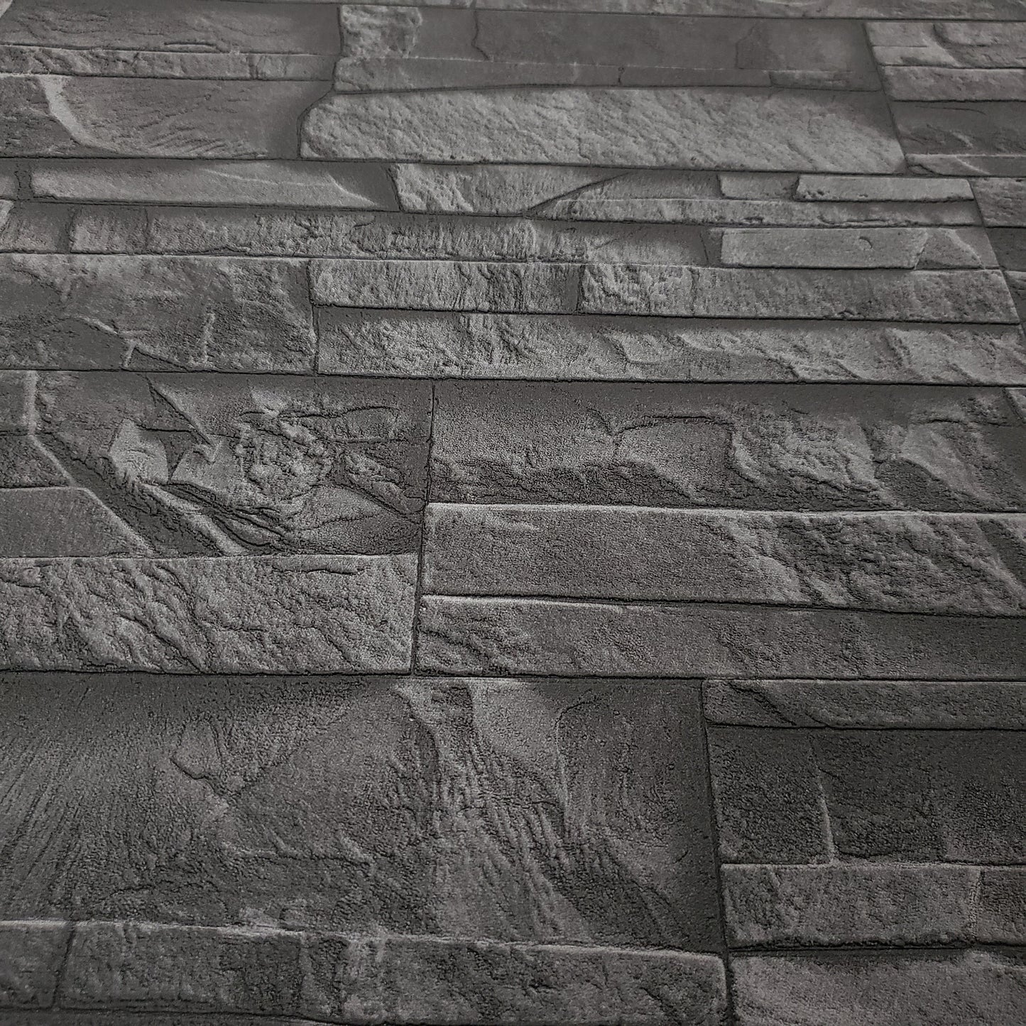 WM475036 Brick Stone Black Wallpaper