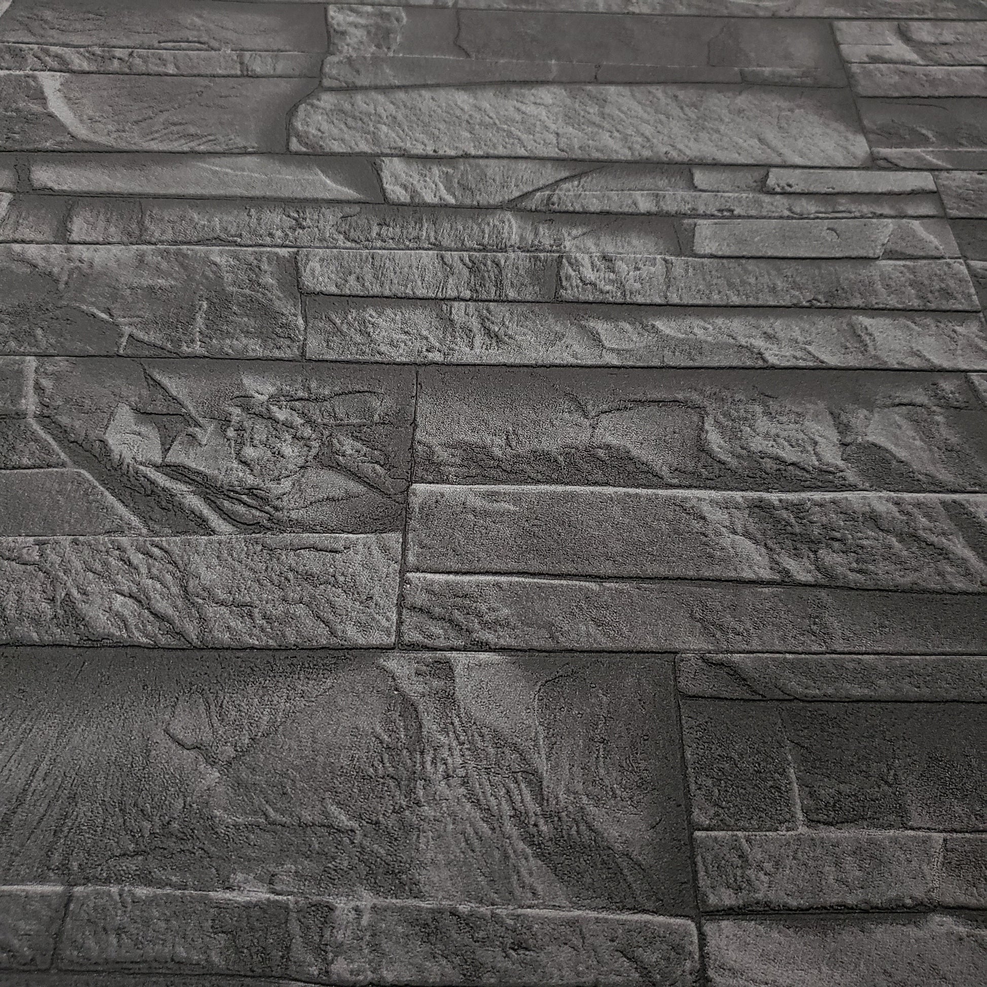 WM475036 Brick Stone Black Wallpaper