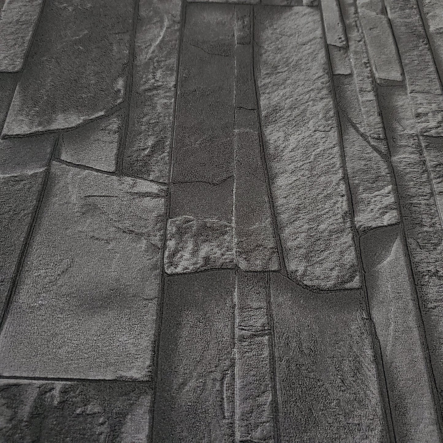 WM475036 Brick Stone Black Wallpaper