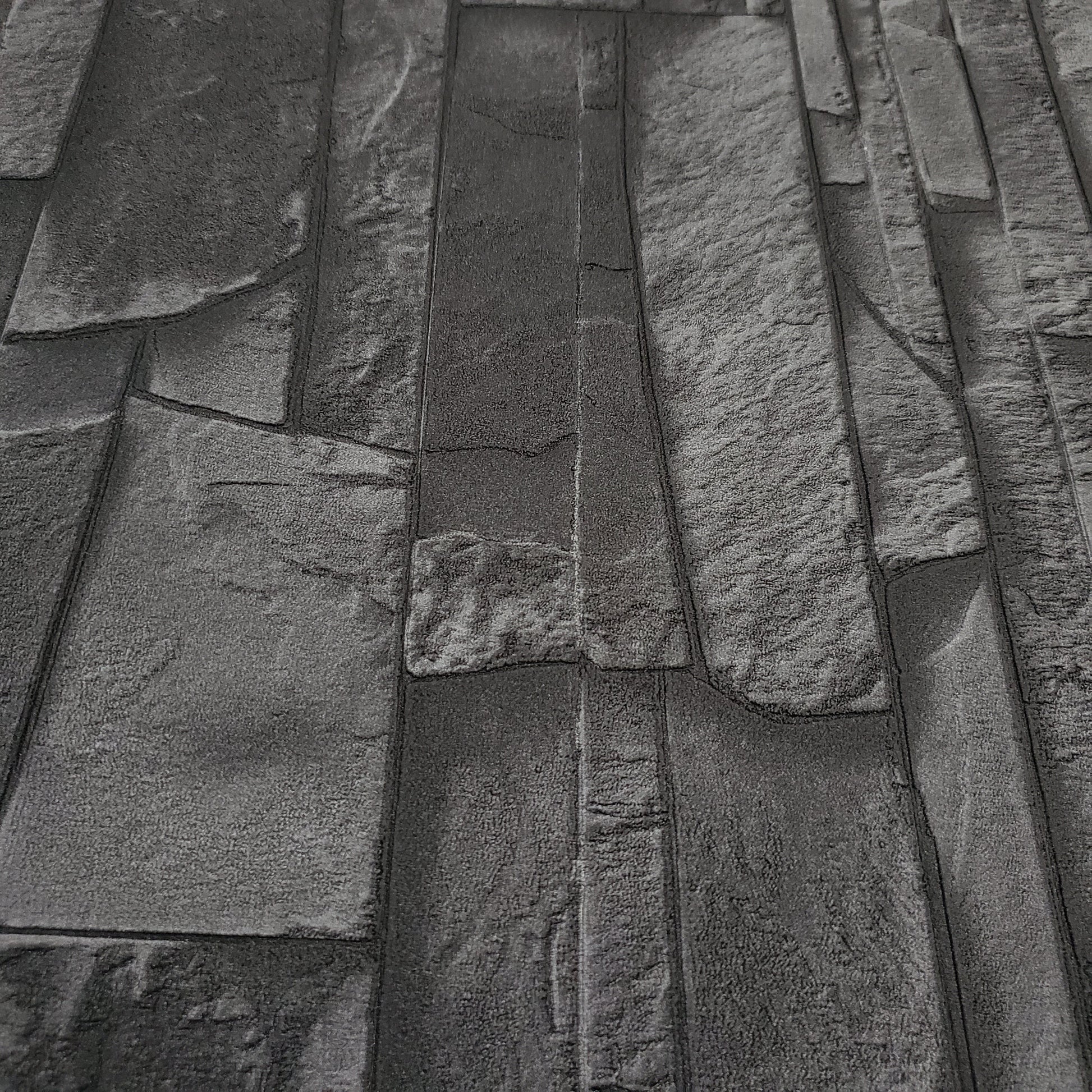 WM475036 Brick Stone Black Wallpaper