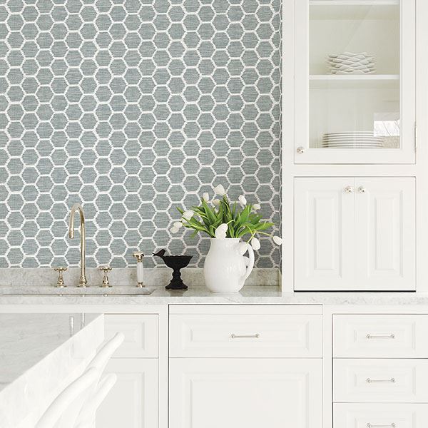 2793-24710 Aura Teal Honeycomb Wallpaper