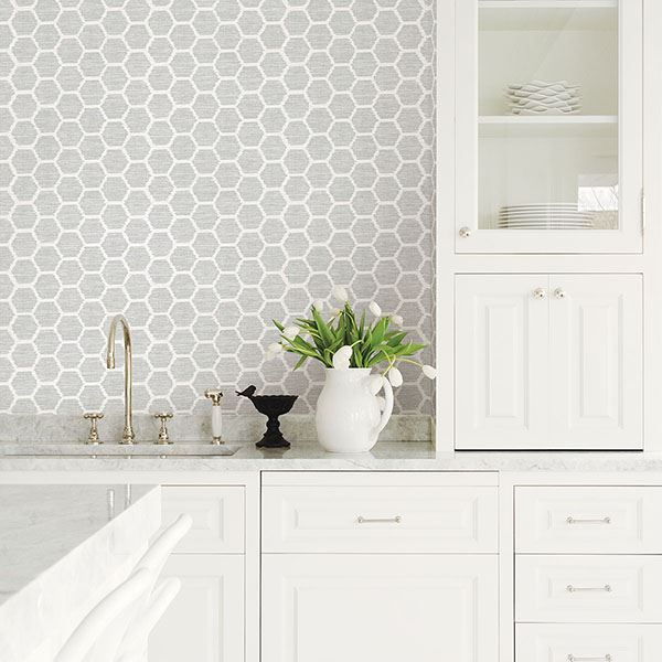 2793-24712 Aura Grey Honeycomb Wallpaper
