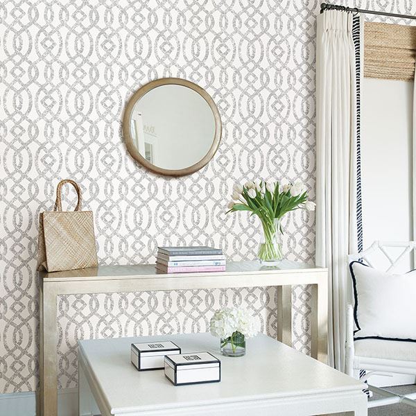  2793-24722 Ethereal Silver Trellis Wallpaper