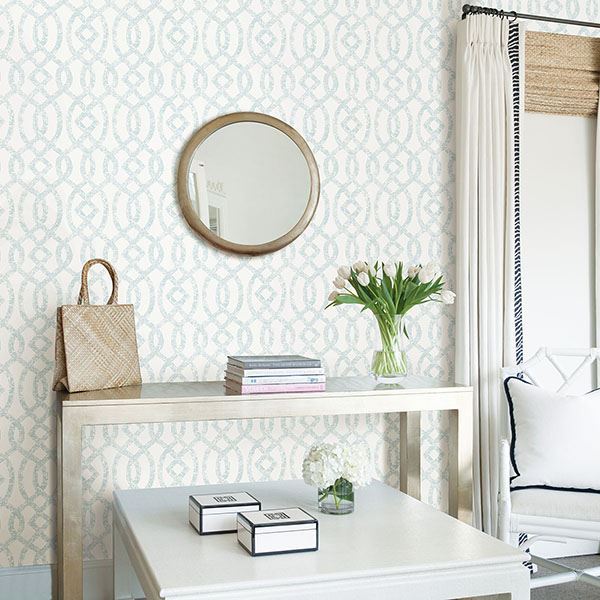  2793-24723 Ethereal Sky Blue Trellis Wallpaper