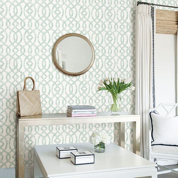  2793-24726 Ethereal Sea Green Trellis Wallpaper