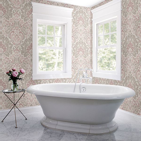  2793-24734 Garden of Eden Pink Damask Wallpaper