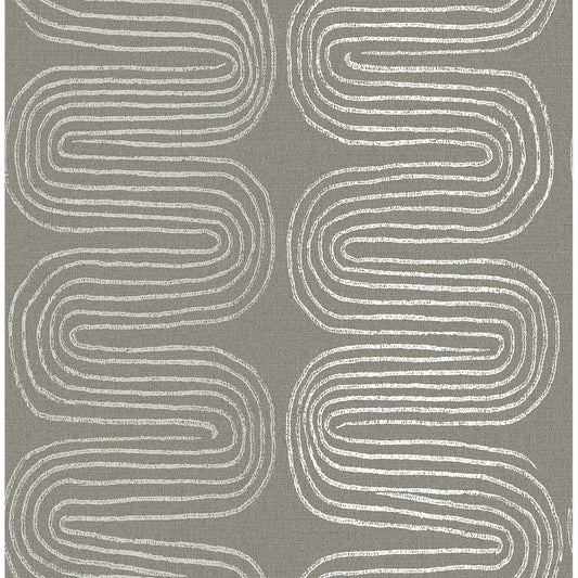  2793-24740 Zephyr Brown Abstract Stripe Wallpaper