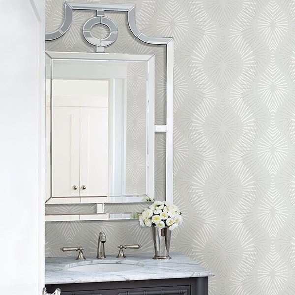 2793-87327 Feliz Silver Beaded Ogee Wallpaper