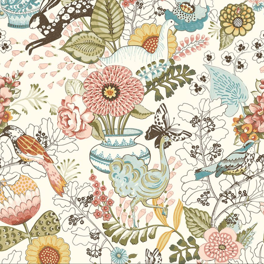 2821-12802 Whimsy Pink Fauna Wallpaper