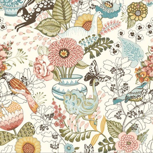 2821-12802 Whimsy Pink Fauna Wallpaper