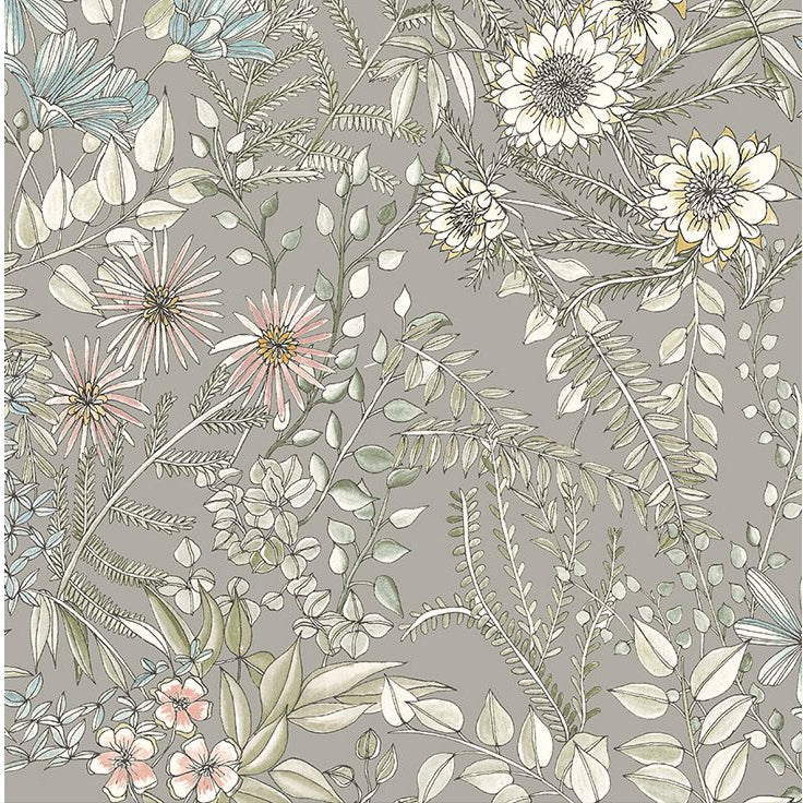  2821-12903 Full Bloom Beige Floral Wallpaper