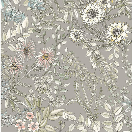  2821-12903 Full Bloom Beige Floral Wallpaper
