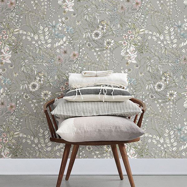  2821-12903 Full Bloom Beige Floral Wallpaper