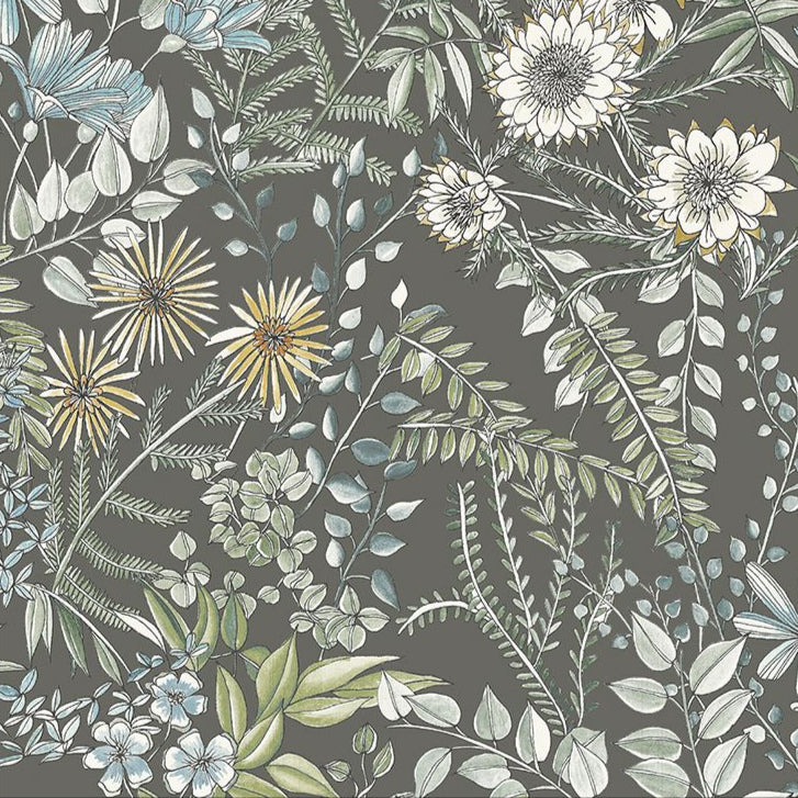 2821-12905 Full Bloom Taupe Floral Wallpaper