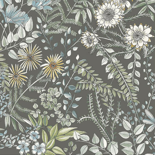 2821-12905 Full Bloom Taupe Floral Wallpaper