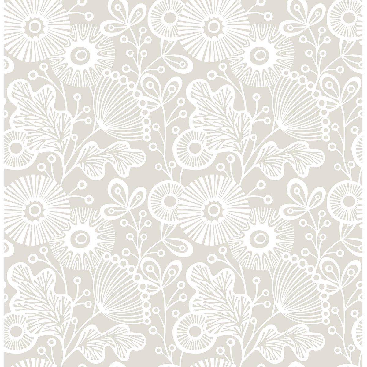 2821-25112 Ana Taupe Floral Wallpaper