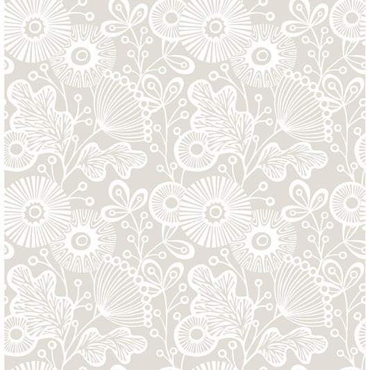 2821-25112 Ana Taupe Floral Wallpaper