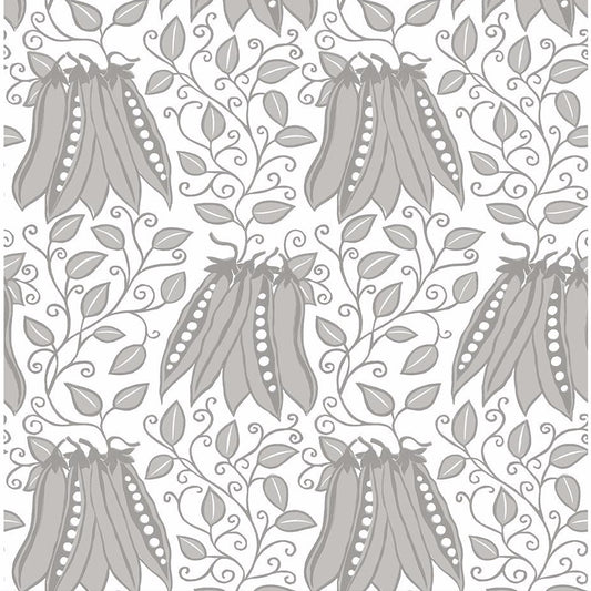 2821-25119 Peas in a Pod Light Grey Garden Wallpaper