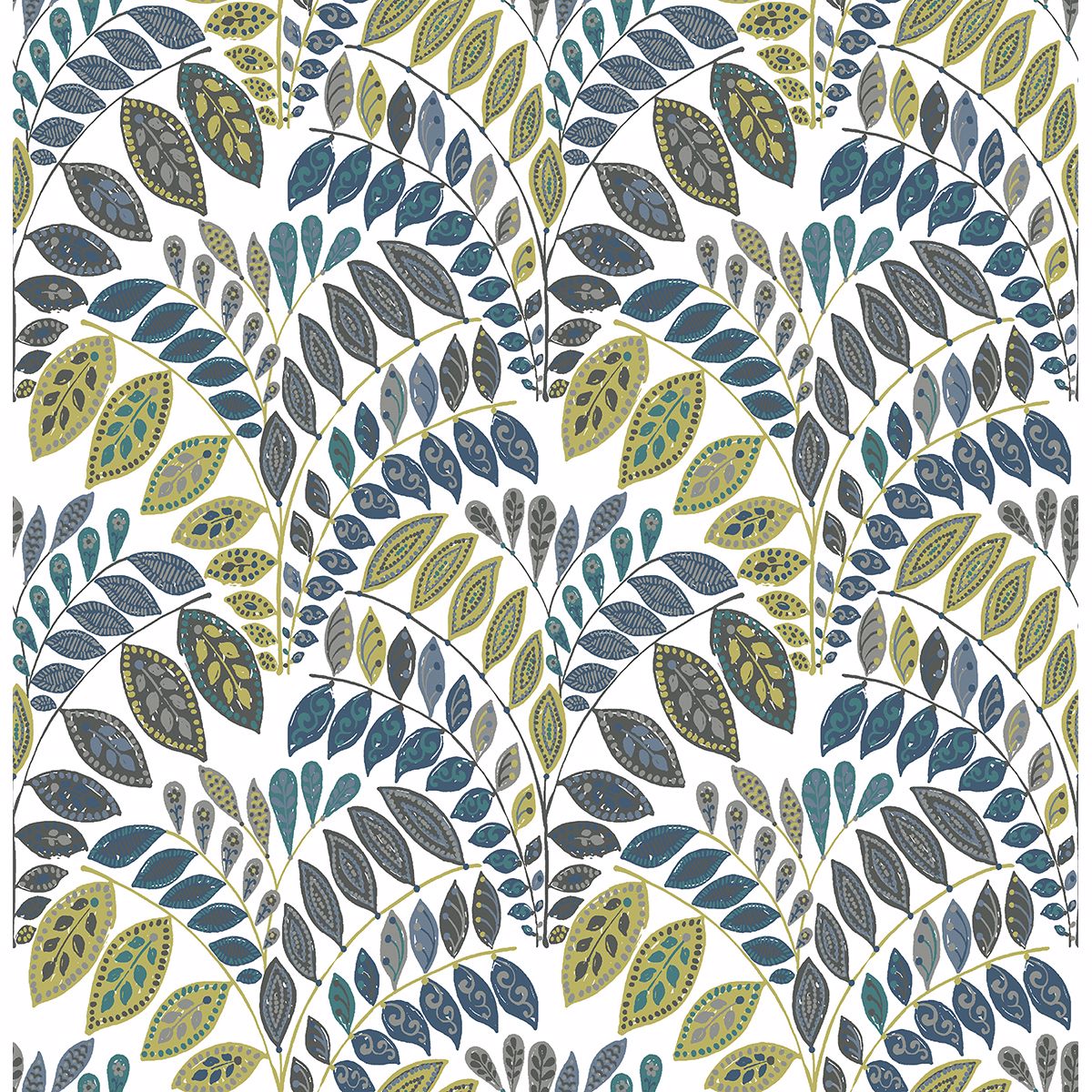  2821-25142 Fiddlehead Green Botanical Wallpaper