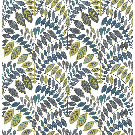  2821-25142 Fiddlehead Green Botanical Wallpaper