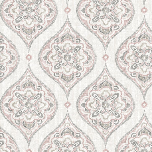 2821-25147 Adele Rose Damask Wallpaper
