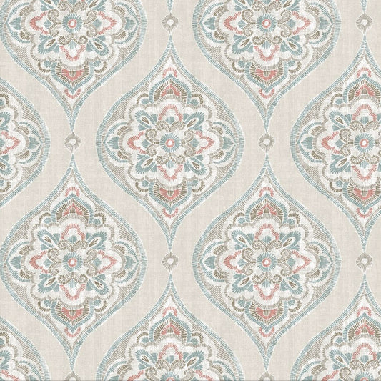 2821-25150 Adele Teal Damask Wallpaper