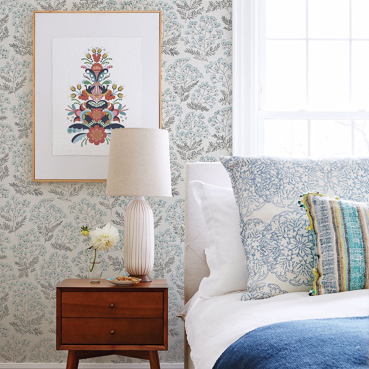 2861-25714 Floret Blue Floral Wallpaper
