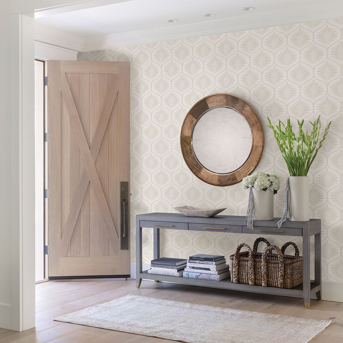 2861-25722 Laurel Bone Ogee Wallpaper