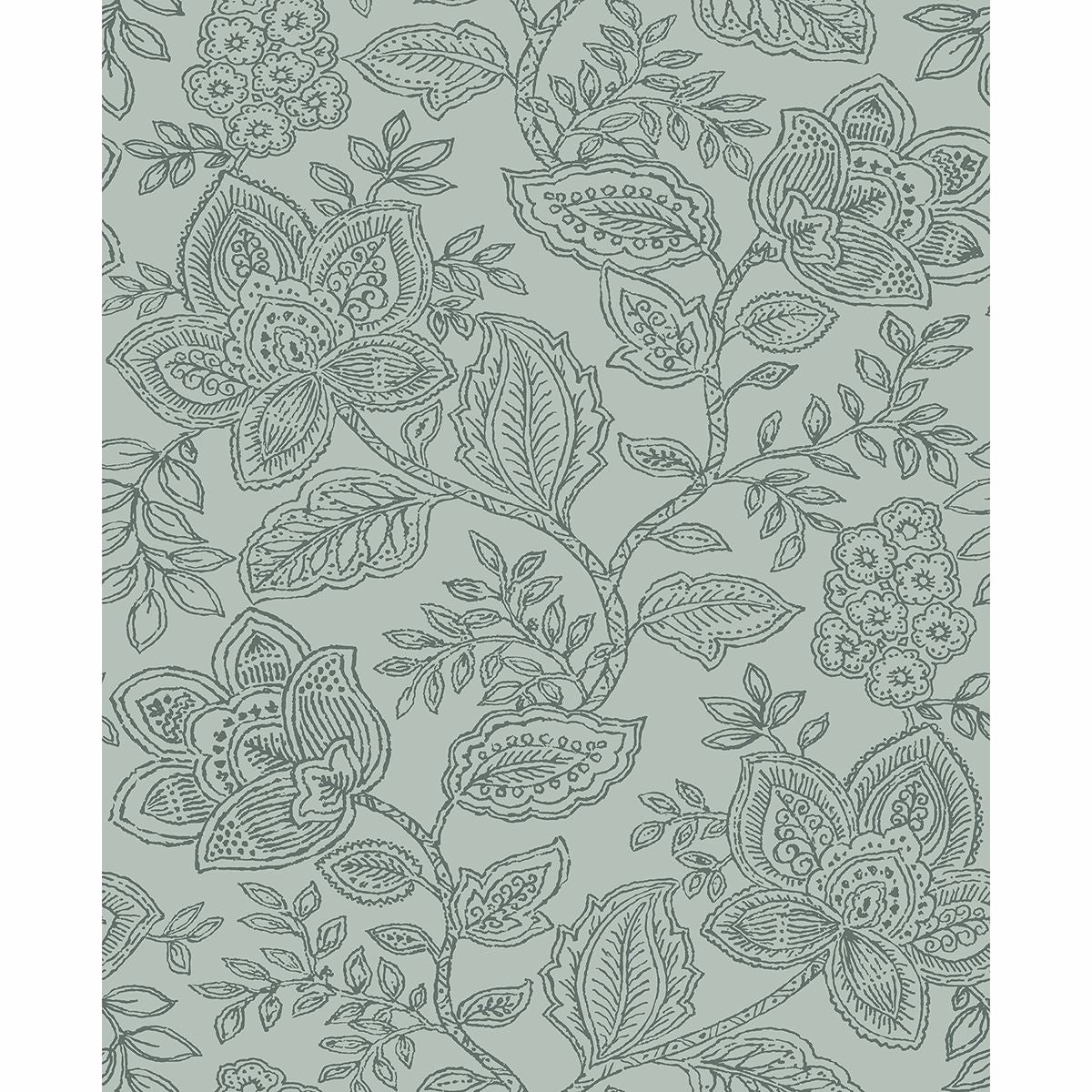 2861-25737 Larkin Green Floral Wallpaper