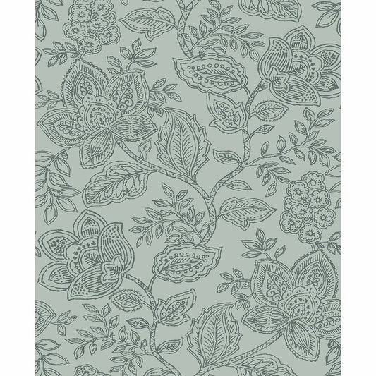 2861-25737 Larkin Green Floral Wallpaper