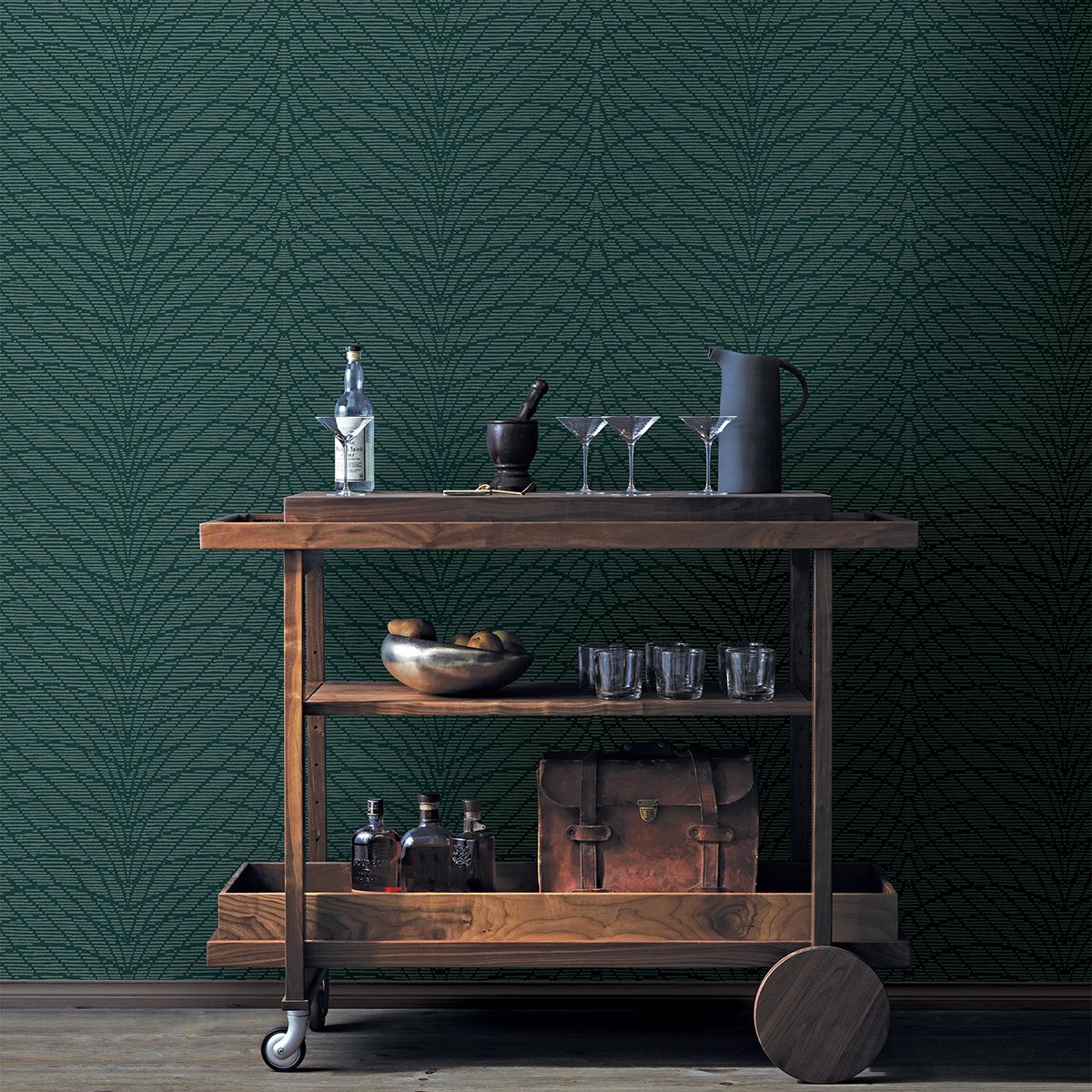 2861-25746 Aperion Dark Green Chevron Wallpaper