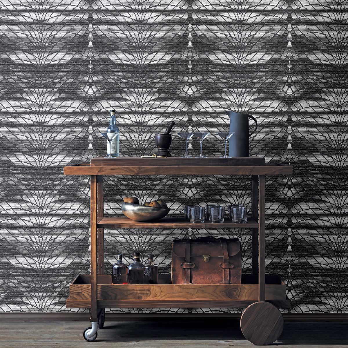 2861-25747 Aperion Dark Brown Chevron Wallpaper