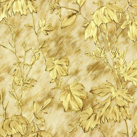 2871-88742 Portofino Gold Cow Leaves Wallpaper