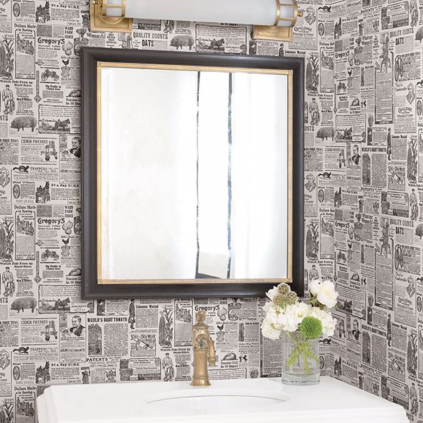 2904-13081 Underwood Black Newspaper Wallpaper