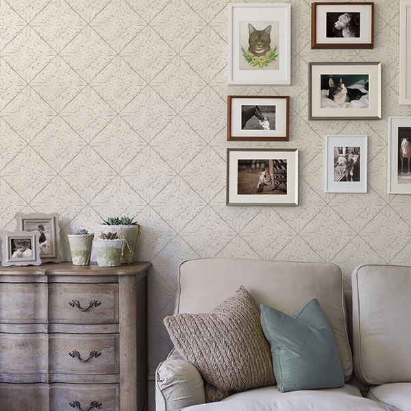 2904-13091 Brandi White Tin Tile Wallpaper