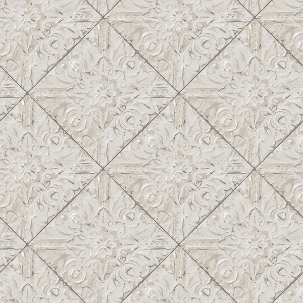 2904-13094 Brandi Grey Tin Tile Wallpaper