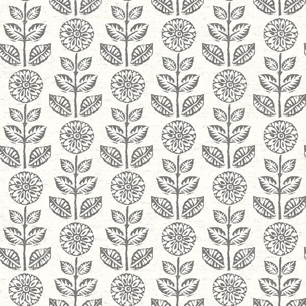 2904-13511 Dolly Dark Brown Folk Floral Wallpaper