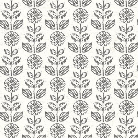 2904-13511 Dolly Dark Brown Folk Floral Wallpaper