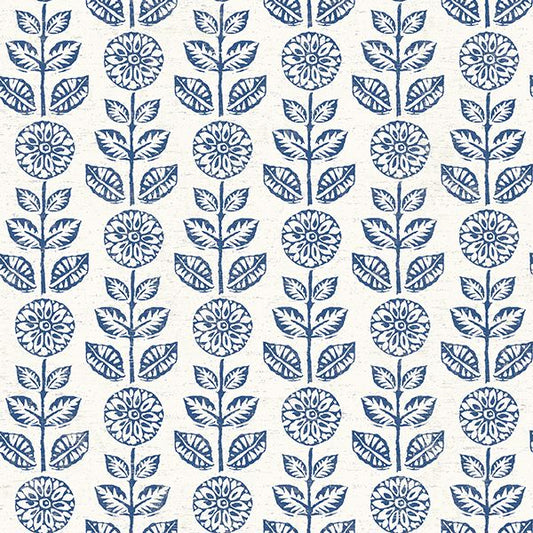 2904-13512 Dolly Navy Folk Floral Wallpaper