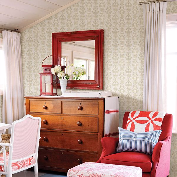 2904-13513 Dolly Neutral Folk Floral Wallpaper