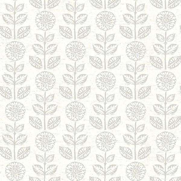2904-13514 Dolly Taupe Folk Floral Wallpaper