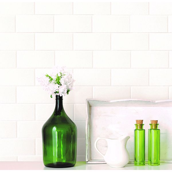 2904-21399 Bettina White Paintable Subway Tile Wallpaper