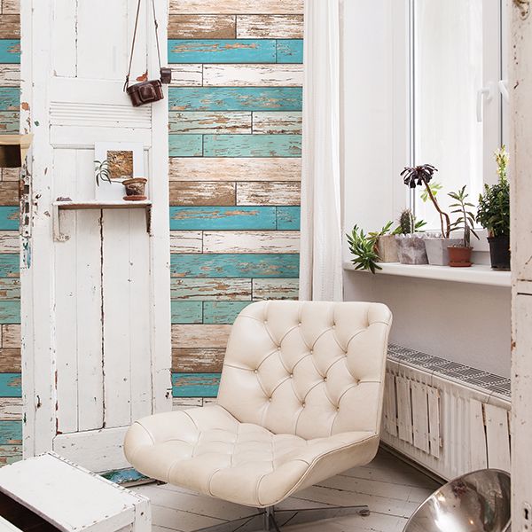 2904-22318 Juda Blue Scrap Wood Wallpaper