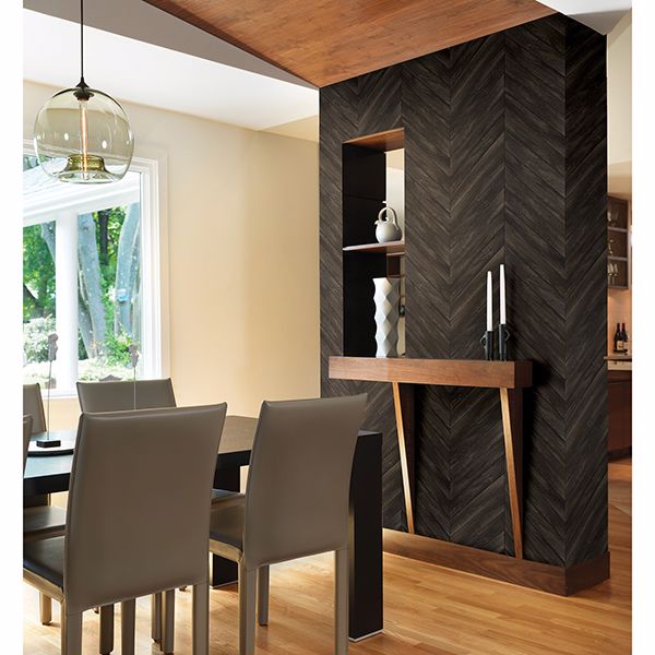 2904-24008 Parisian Dark Brown Chevron Wood Wallpaper