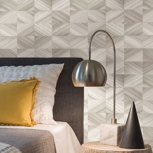  2904-25377 Stratum Taupe Geometric Faux Wood Wallpaper