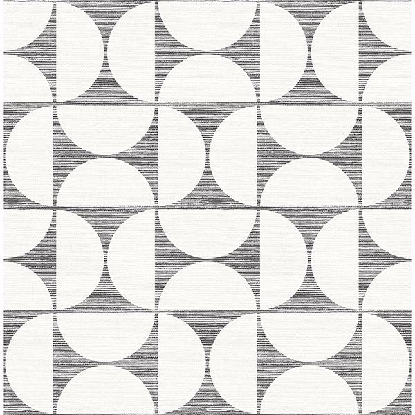 2904-25672 Deedee Black Geometric Faux Grasscloth Wallpaper