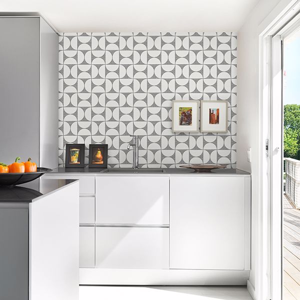 2904-25672 Deedee Black Geometric Faux Grasscloth Wallpaper