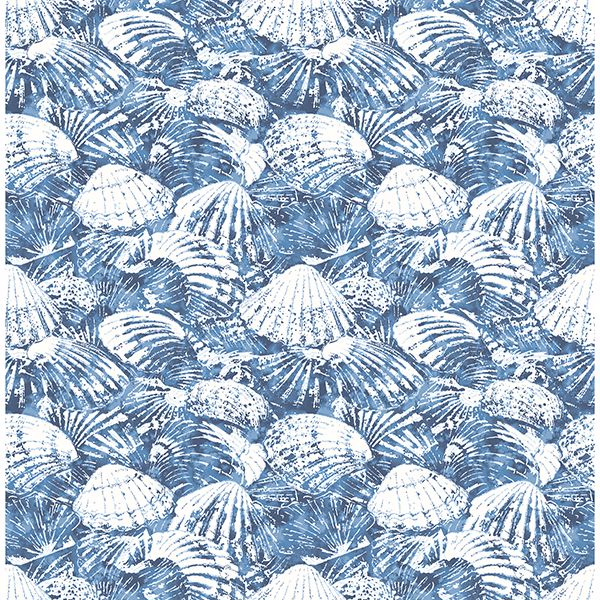 2904-25691 Surfside Blue Shells Wallpaper